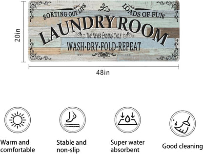 Non Slip Laundry Room Rug - Farmhouse Kitchen Floor Mat -Laundry Room Rug- Runner Decor -Washable Floor Carpet for Washroom Mudroom Kitchen Bathroom Hallway-20 x48