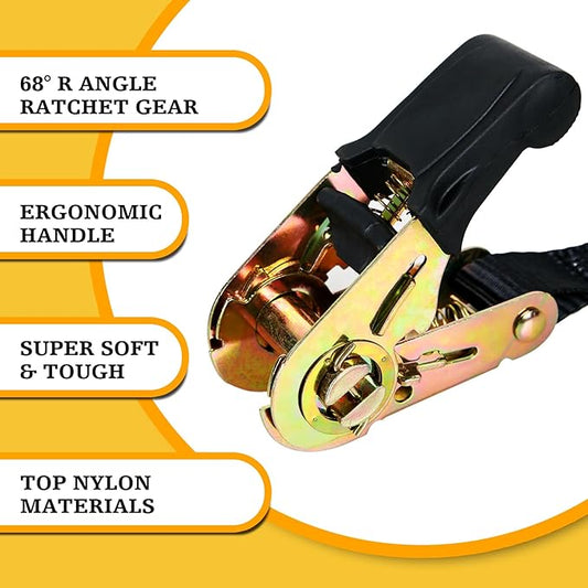 Endless Ratchet Tie Down Straps 2 Pack 1 Inch x 8 Ft Heavy Duty Ratcheting Securing Strap Cargo Ropes for Motorcycles, Trailer, Kayak