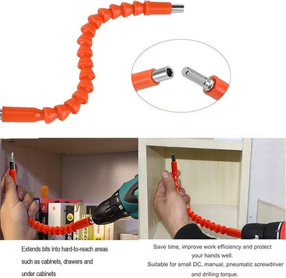 Flexible Drill Bit Extension, 11.6inch Bendable Drill Bit Extension, Universal 14 Flexible Extension for Drill Adaptor Hex Set Orange (21 PCS)