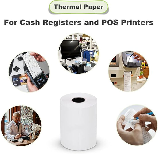 MFLABEL 2 14" x 50' Thermal Paper Cash Register POS Receipt Paper Credit Card Paper 5 Rolls