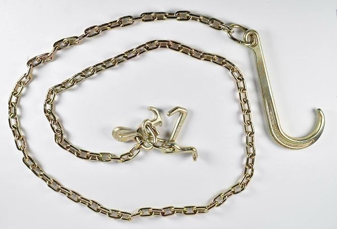 Hi-Gear Long Shank J Hook Tow Chain 516" x 10' w RTJ Cluster  Grab Hook 5400 lbs WLL