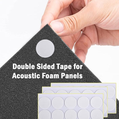 Foneso Acoustic Foam Panels 12'' x 12'' x 2'', Sound Insulation Wall, Black Acoustic Foam Mats for Sound Studio, Podcast Recording, TV Room, Playrooms and Offices