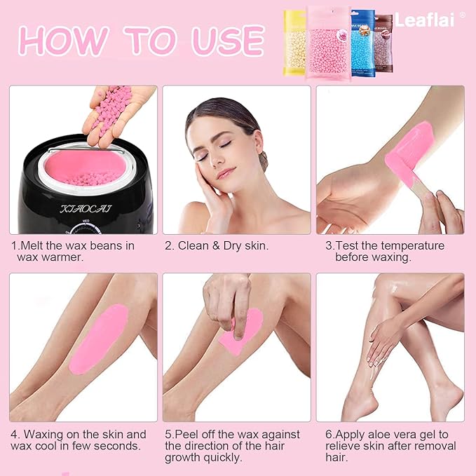 Hard Wax Beads, Professional Wax Beads for Hair Removal 400g Hair Wax with 10 Pcs Wood Sticks for Full Body Brazilian Bikini Face Legs Eyebrow Painless at Home for Woman Men