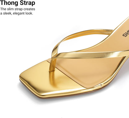 DREAM PAIRS Women's Flip Flop Kitten Heel Sandal | low flip flop heels,square toe minimalist thong design,1.97 inch slip on casual summer mules,for summmer vacation