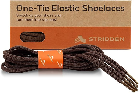 2 Pairs One-Tie Elastic Round Dress Shoelaces, Eco-Positive Stretch Shoe Lace Turns ShoesBoots Into Slip-OnsNo-Tie