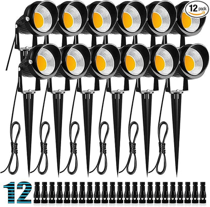ZUCKEO 10W Landscape Lighting Low Voltage LED Landscape Lights, IP66 Waterproof Landscape Spotlights Yard Lawn Garden Outdoor Lights 12V 24V 1000LM Warm White (12Pack with Connectors)