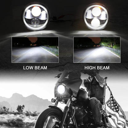 SUNPIE Motorcycle Headlight 5-3/4 5.75 RGBW with Halo DRL LED Waterproof for Sportster Roadster 883 1200 Forty Softail Deuce Dyna Wide Glide Super Glide Custom Dyna Low Rider Street Bob Night Rod