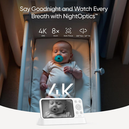 eufy Baby Monitor E21, 4K UHD Camera, 5" 720p Screen, No Wi-Fi | No Subscription Fee, WiFi & No Wi-Fi, 8x Zoom, Dual Wi-Fi/Local, 24/7 App Recording, ANR, Built-in Battery