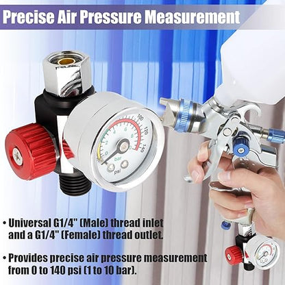 Yakamoz 14 Inch Air Compressor Regulator with Gauge, 0-140 Psi Precise Control Spray Gun Air Pressure Regulator Paint Sprayer Air Adjusting Valve Regulator for Pneumatic Tool
