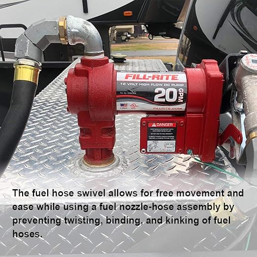 34 Inch NPT Fuel Hose Swivel 360 Rotating Connector for Fuel Nozzle Multi Plane Fuel Plane Swivel