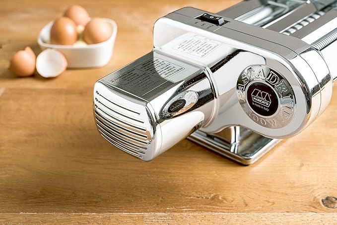MARCATO Made in Italy Pastadrive 110V Electric Pasta Machine, Chrome Steel. Compatible with Atlas & Ampia Machines and Marga Mulino