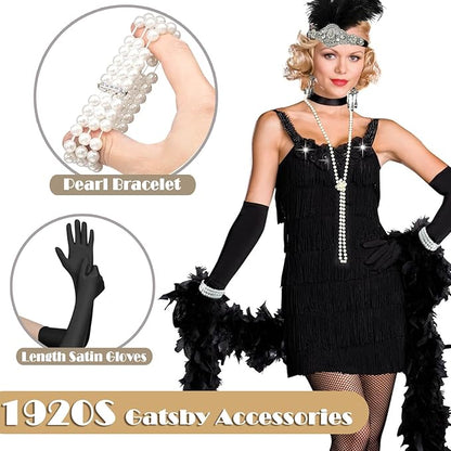 EIELO 1920s Great Gatsby Accessories Set for Women Headpiece Headband Flapper Roaring 20s Costume Accessories