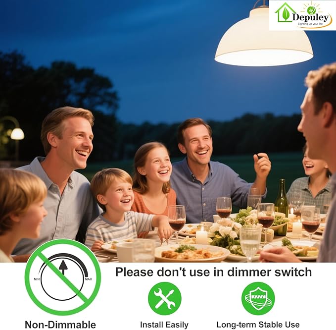 Depuley LED Light Bulbs E26: Chandeleir Lights Bulb 6W Equivalent 60W Incandescent - Edison Vintage Bulbs Warmlight 2700K ST58 800 LM 80CRI Non-Dimmable 12-Pack