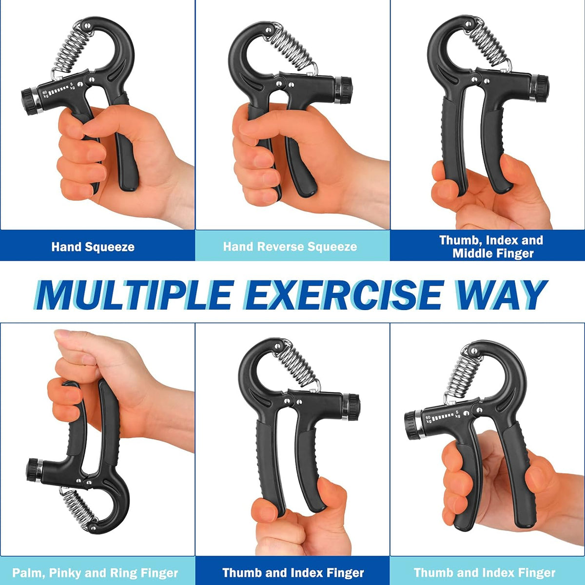 AIXPI Grip Strength Trainer, Hand Grip Exerciser Strengthener with Adjustable Resistance 11-132 Lbs (5-60kg), Forearm Strengthener, Hand Exerciser for Muscle Building and Injury Recover 1 PACK