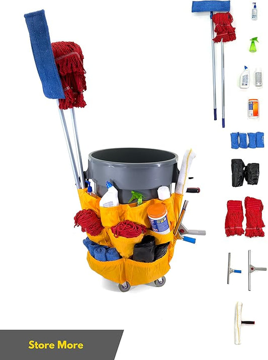 Trash Can Caddy Bag  Fits 32-48 Gallon Can  12 Pockets  Large Round and Square Trash Cans.