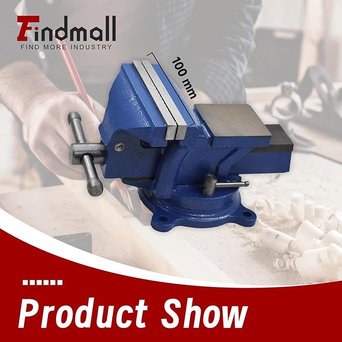 findmall 4" Bench Vise with Anvil 360 Swivel Locking Base Table top Clamp Heavy Duty Vice