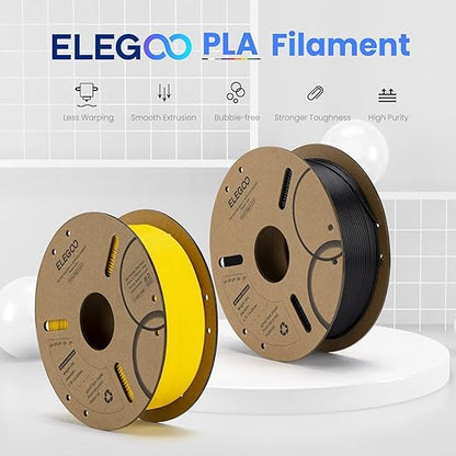 ELEGOO PLA Filament 1.75mm Yellow 1KG, 3D Printer Filament Dimensional Accuracy - 0.02mm, 1kg Cardboard Spool(2.2lbs) 3D Printing Filament Fits for Most FDM 3D Printers