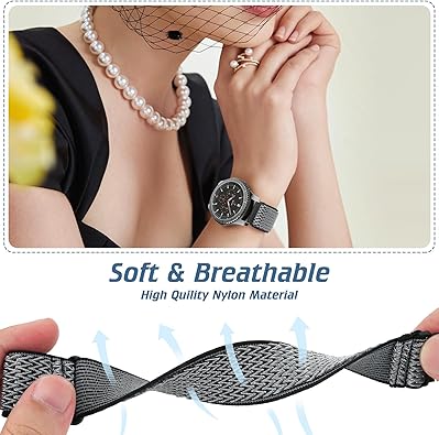 22mm Bands Compatible with Samsung Galaxy Watch 3 45mm BandGalaxy Watch 46mmGear S3 Frontier, Stretchy Adjustable Elastic Nylon Woven Sport Loop 22mm Wristband for Men Women, 5 Packs