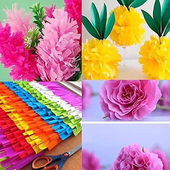 Crepe Paper Folds (20 Sheets) - 20 Inches Wide by 3.2 Feet Long - Mexican Crepe Paper -21 Assorted Color (Dark Green)