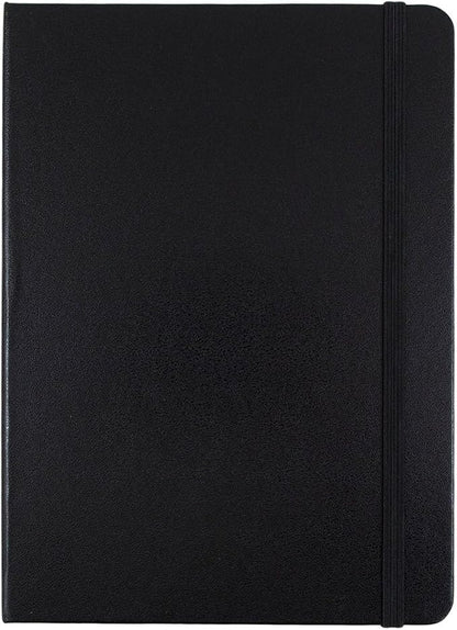 JAM PAPER Hardcover Notebook with Elastic Band - Medium Journal - 5 x 7 - Black - 100 Lined Sheets - Sold Individually