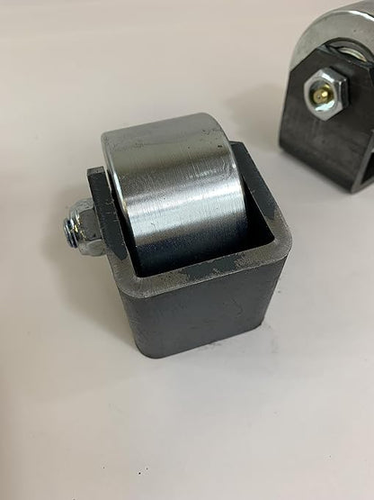 Set of 2 Weld On Trailer Tail Drag Casters, Solid Steel, Greasable Axle, 1.5 inch Wide, Motorhome, RV, 5th Wheel Camper, Prevents Hanging up on inclines, curbs or steep driveways.