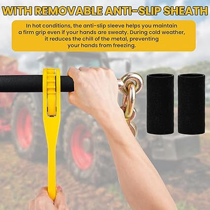 Chain Binders with 2 Grab Hooks, G80 14in-516in Heavy Duty Ratchet Binders, Tie Downs for Grade 80 Transport Chain, 2200lbs Safe Working Load, for Material Handling, Hauling, Towing