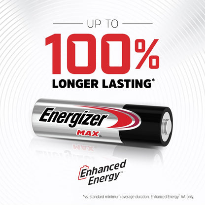 Energizer MAX Alkaline Double A Batteries, 2 Count, Long-Lasting AA Batteries, Suitable for Kids' Toys and Everyday Electronics