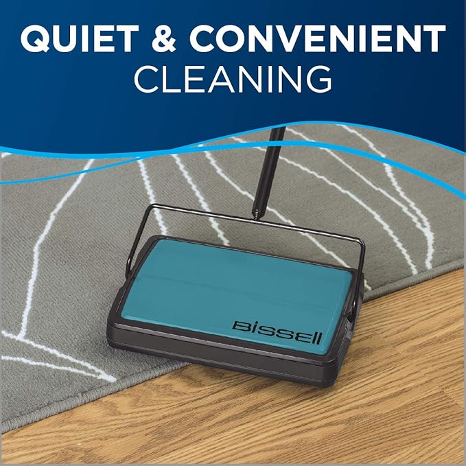 Bissell Easy Sweep Compact Carpet  Floor Sweeper, 2484A, Teal