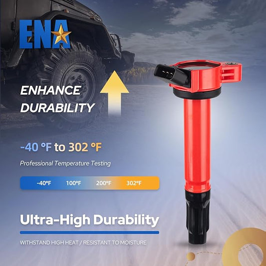 ENA Pack of 3 Red Ignition Coil 2007 2008 2009 2010 2011 2012 2013 2014 2015 Compatible with Lexus Toyota ES350 GS300 GS350 Highlander Camry Sienna Evora Coils for 90919A2007 9091902251 UF487 C1601