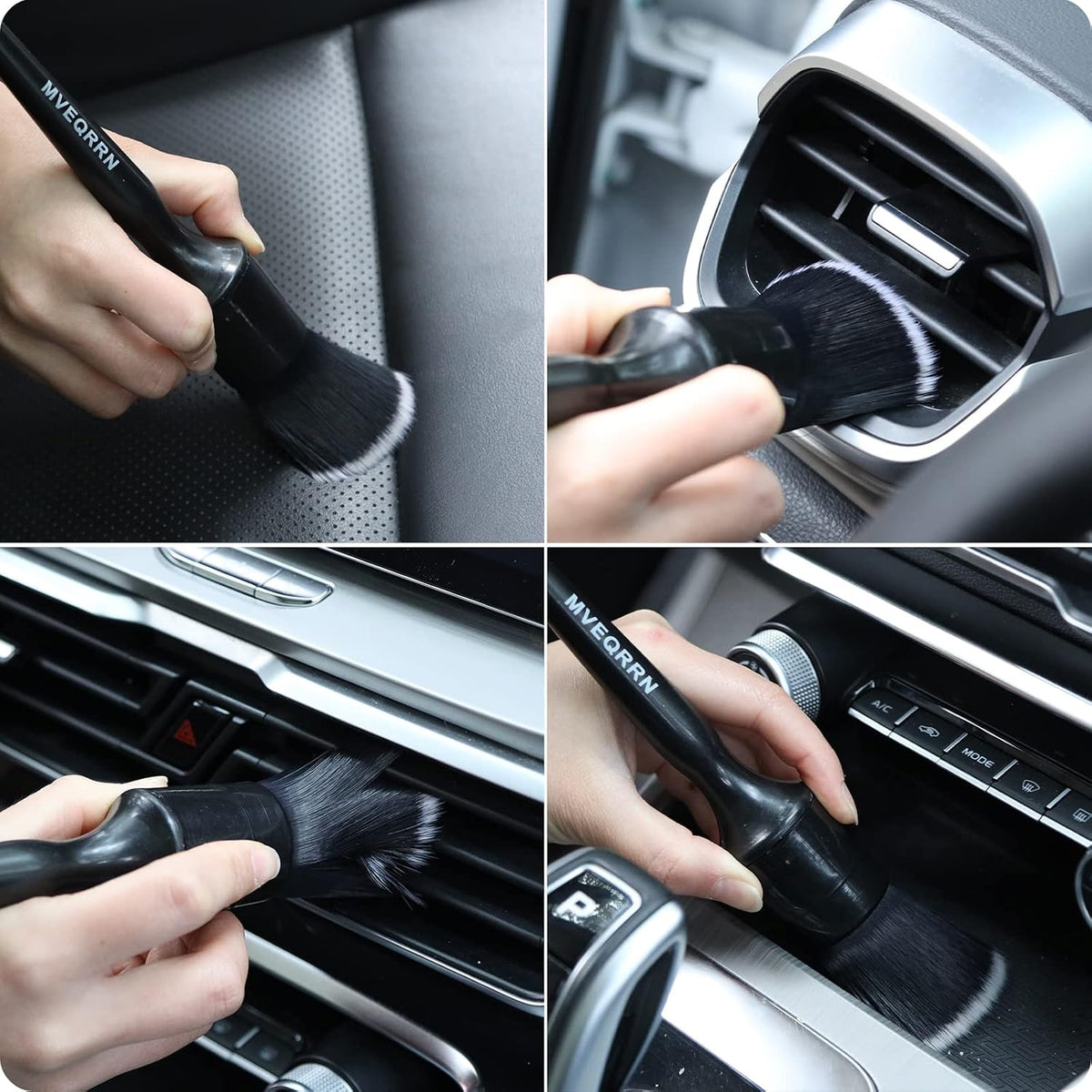 Car Detailing Brush Set-2pcs Boars Hair Car Detailing Brushes,2pcs Ultra Soft No Scratch Detailing Brush for Air Vent,Leather Seat 2pcs Detail Brushes car Detailing for Interior Exterior (6 PCs)