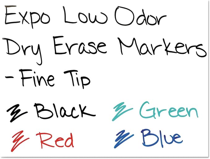 EXPO 86074 Low Odor Dry Erase Marker Fine Point Assorted 4/Set