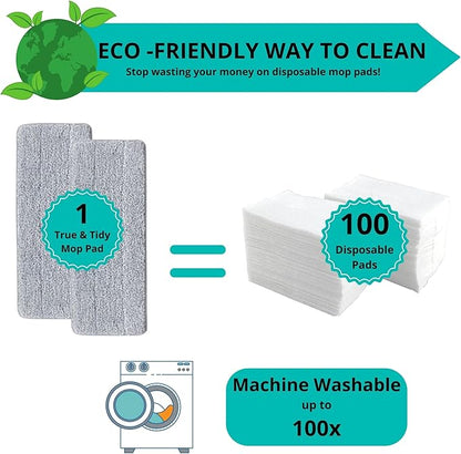 True  Tidy 4-pc Replacement Microfiber Mop Pad Set for BUCKET-900 TrueClean Mop and Bucket with Pump System, Machine Washable up to 100x, 13in x 5in