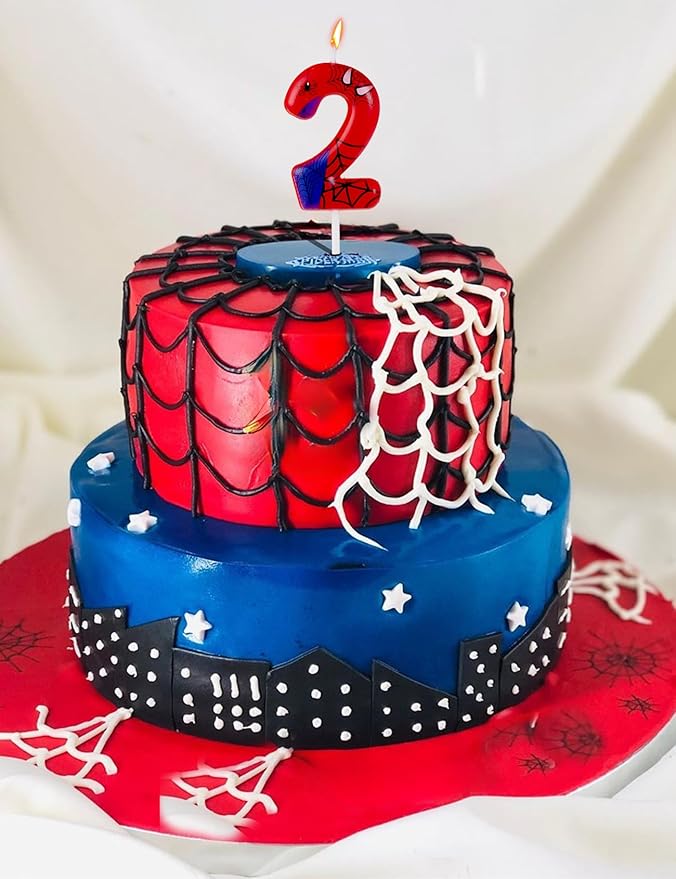 Gezan Spider Themed Birthday Candles Number Candles Happy Birthday Cake Toppers Advent Candle Web Candles for Boy Girl Spider Party Decoration Supplies Birthday Halloween Party(Number 2)