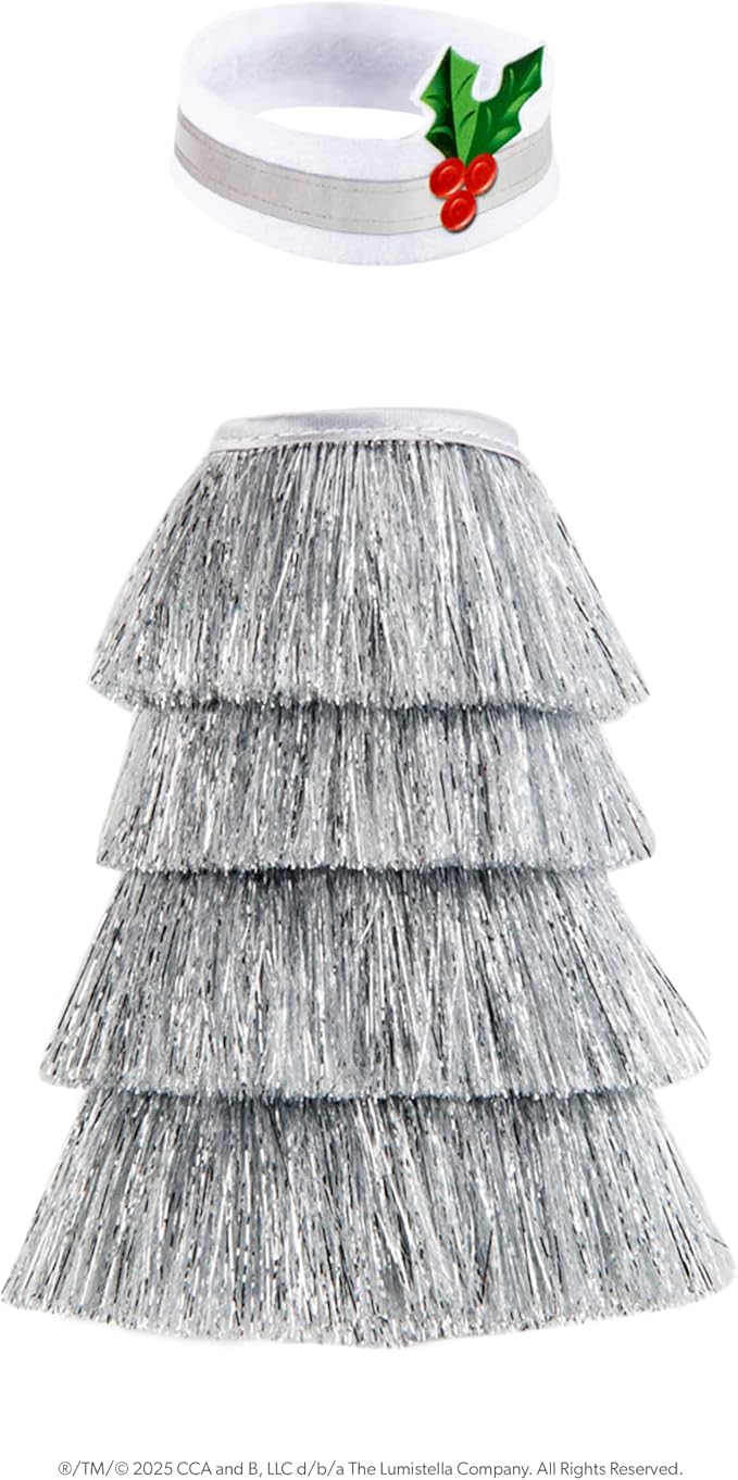 The Elf on the Shelf Claus Couture Collection Tiny Tinsel Dress -( Dazzling Vintage Elf Dress - Scout Elf Not Included )