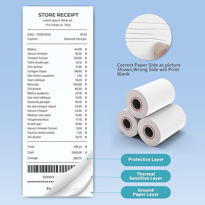 MFLABEL 10 Rolls Thermal Receipt Paper Rolls 3-18 x 230ft Thermal Paper Rolls
