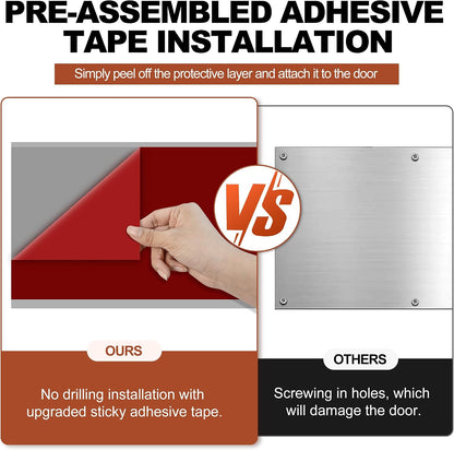 2 PCS 8" x 34" Self Adhesive Door Kick Plate for Bottom of Door, Stainless Steel Front Door Kick Plates, Kickplates for 36" Door Interior and Exterior (Brushed Black)
