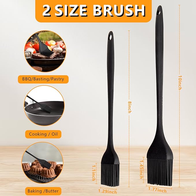 Basting Brush For Cooking, TRADYX Pastry Brush For Baking, One Pieces Design, Dishwasher Safe, Heat resistant silicone basting brush, Cooking Brush For Oil and Sauce