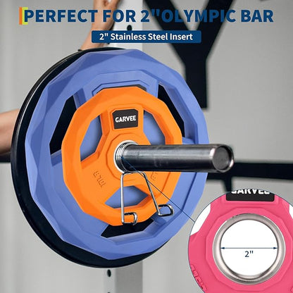 1-Inch Bumper Plates Set -Rubber Coated Cast Iron Weight Platesfor Home Gym & Commercial Use,Barbell Plates for Men & Women,Multiple Weights Options (3.5 Lbs, Pair)