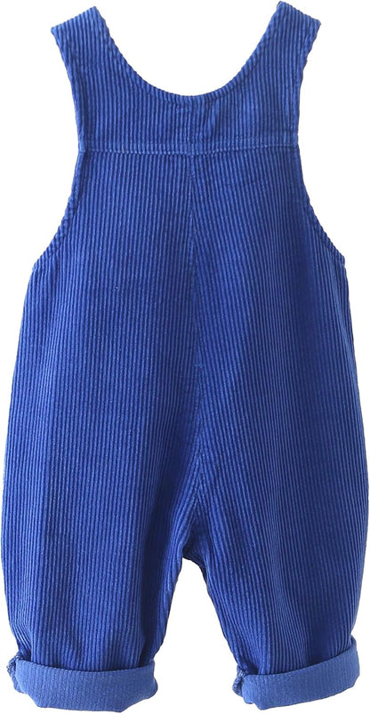 Baby Boy Girl Corduroy Bib Overalls Cotton Button Suspender Overalls Plain Romper Loose Jumpsuit