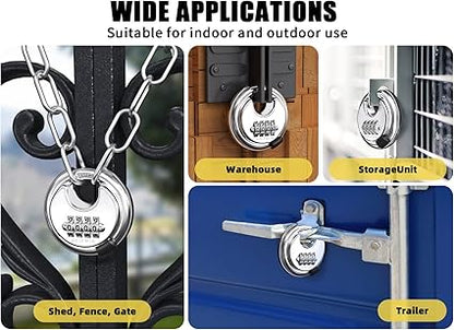 DELSWIN 4 Digit Combination Lock with Hardened Steel Shackle Combo Padlock for Sheds,Gym Locker,Storage Unit,Gate and Fence (1 Pcs)