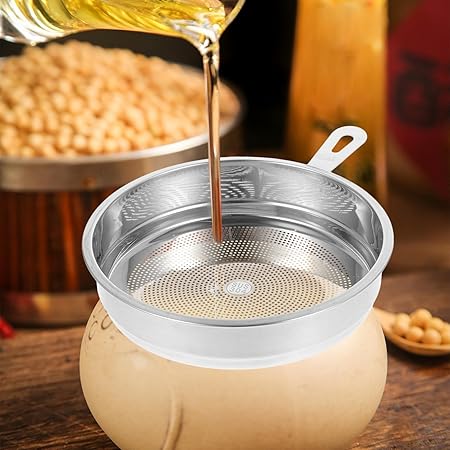 Zerodeko Oil Pot Strainer Lid Replacement 5 Inch Oil Dispensing Bottle Fine Mesh Strainer Cover Stainless Steel Oil Storage Can Filter for Frying Oil Fat Grease Keeper