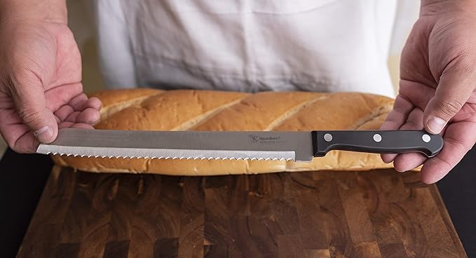 10 inch Bread Knife Serrated Knife Wave Edge Black