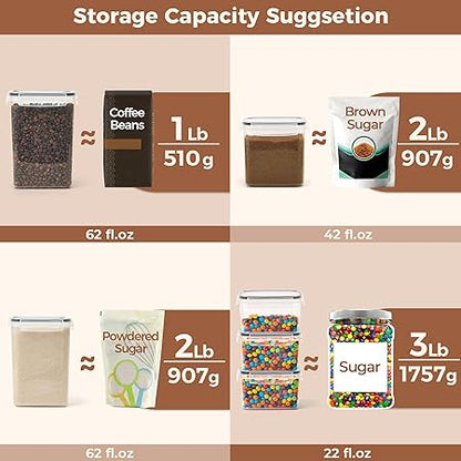 ComSaf Food Storage Containers with Lids Set of 3 (2L62oz) (1.4L42oz) (0.8L22oz), Airtight Food Storage Containers, Plastic Canisters Sets for Kitchen, Pantry Organizers for Sugar, Cereal and Snack