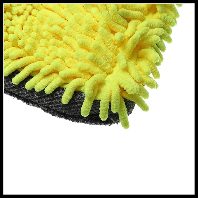 Car Wash Mitts Chenille Coral Fleece Double Sided Dirt Washing Foam Tool Universal for Car Yellow and Gray Durable Material