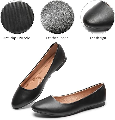 Hash Bubbie Women's Flats Shoes Ballet Flats Dress Shoes Comfortable PU Leather Slip on Shoes for Women