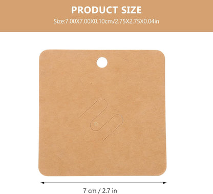 TEHAUX 200pcs Brooch Display Cards for Pins, Earring Card Holder with Pre-Cut Hole Kraft Paper Brooch Pin Cards Earring Display Cards Ideal for Jewelry Display and Retail (Brown), 2.76 X 2.76 Inches