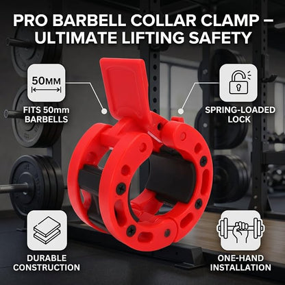 Drfeify Barbell Clamps, 50mm Weight Bar Plate Lock, Weight Bar Collar Clip for Weightlifting Powerlifting