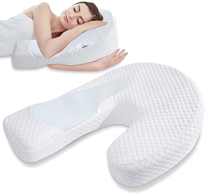 HOMCA Pillow for Side Sleeper Body Pillow for Adults Memory Foam Pillow with U-Shaped Contoured Support for Neck, Back, and Shoulder Pain Relief with Removable Washable Cover (Upgraded Version)