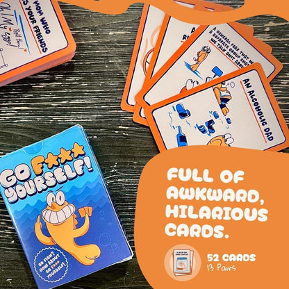 Go F Yourself! – The Grown Up Go Fish Card Game You've Always Wanted | Hilarious Party Game for Grown Ups, 2+ Players | 52 Cards, 13 Unique Pairs Edition