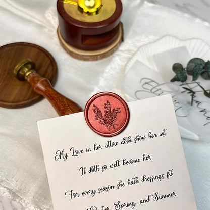 25Pcs Wax Seal Stickers Handmade Envelope Seals Self Adhesive Wax Stickers for Wedding Party Invitations, Envelope, Gift Wrap, Christmas(Rosemary Style, Red Wax)